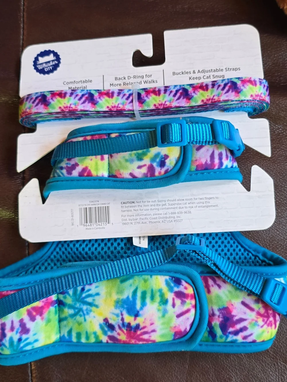 Whisker City Cat Vest Harness & Leash Set Adult Cat Tie Dye Blue